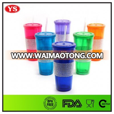 FDA Certification 20 oz plastic double wall bling band tumbler