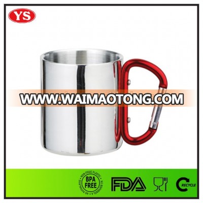 customized 300 ml double wall stainless steel carabiner mug