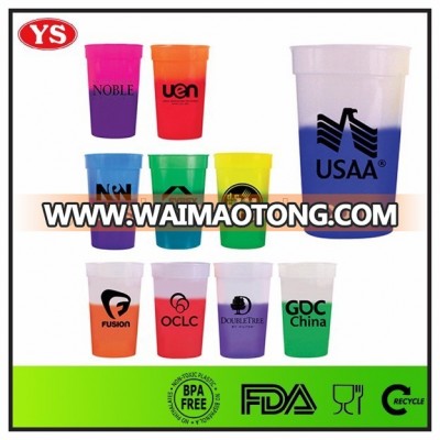 16 oz food grade plastic color changing mood stadium cup